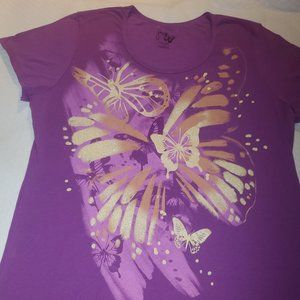 Just My Size - Women's Purple w/ Butterfly Shirt
